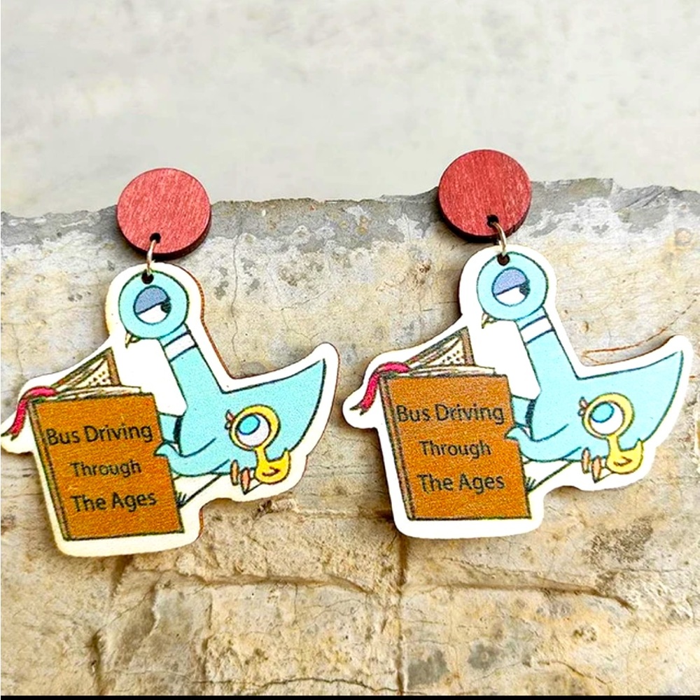 Mo Willems “ Pigeon and Duckling” Book Character Teacher Earrings